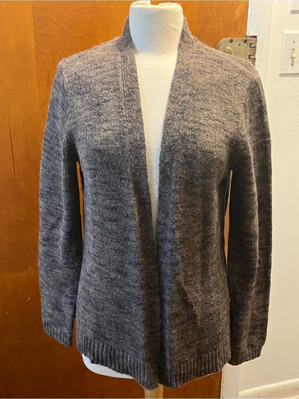 J. Jill Women's Cardigan Sweater Brown Gray Marble Open Front Size M EUC